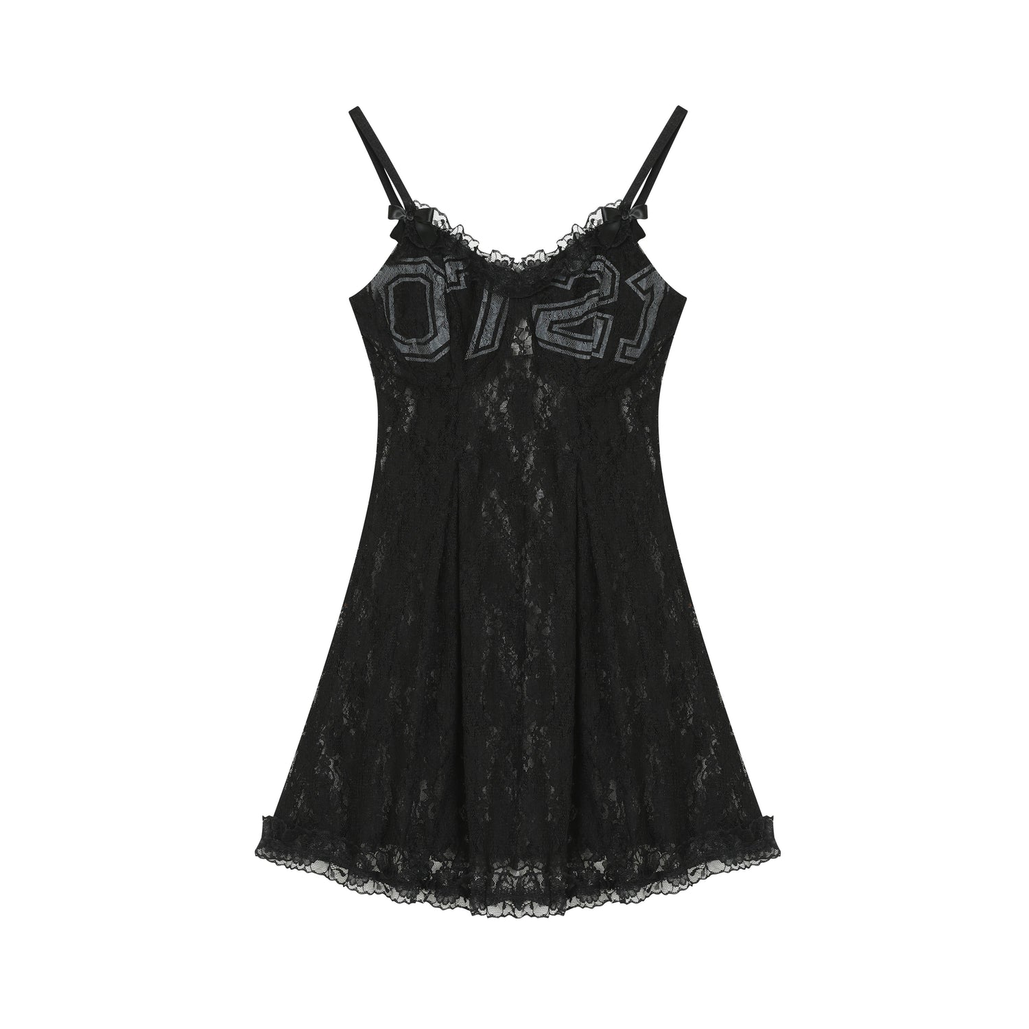 Achihara Breton Camellia Lace Slip Dress V Neck T Shirt Long Sleeve