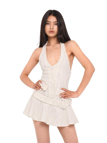 SweetChilling Chunky Knit Belted Necklace Dress