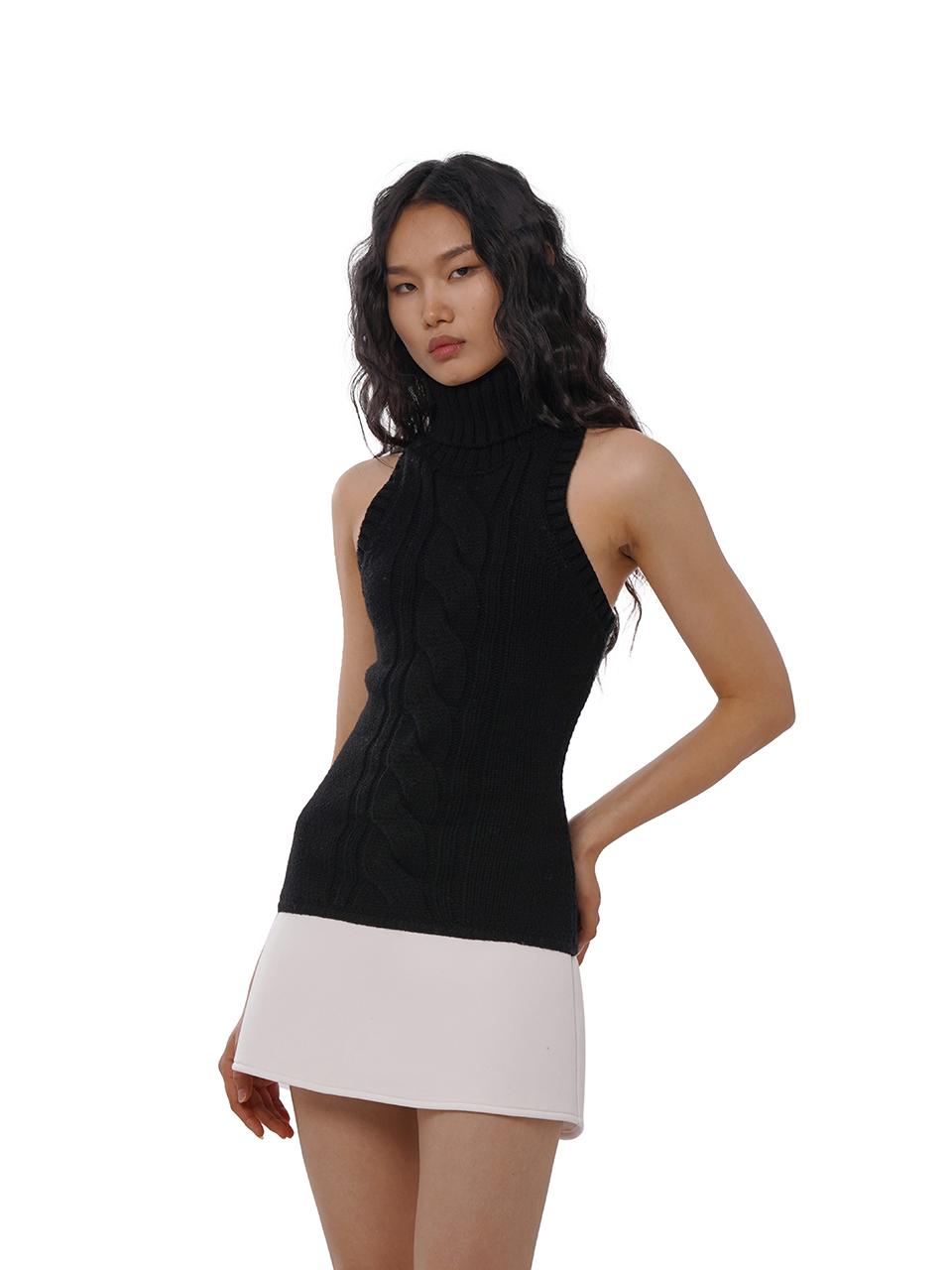 SweetChilling Chunky Knit Cable High Neck Sweater Dress