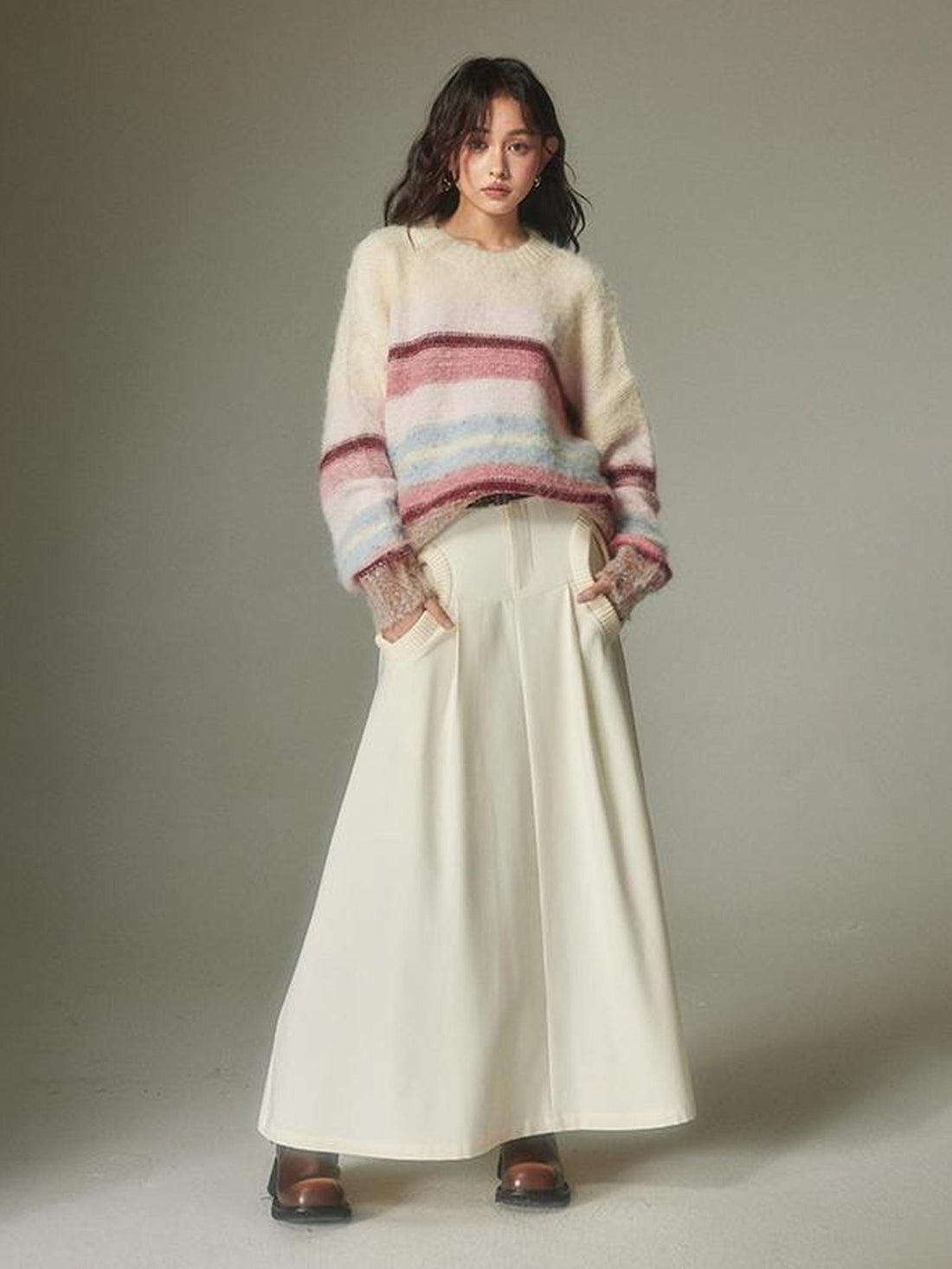 DIDDI MODA Circle Pocket A Line Maxi Skirt