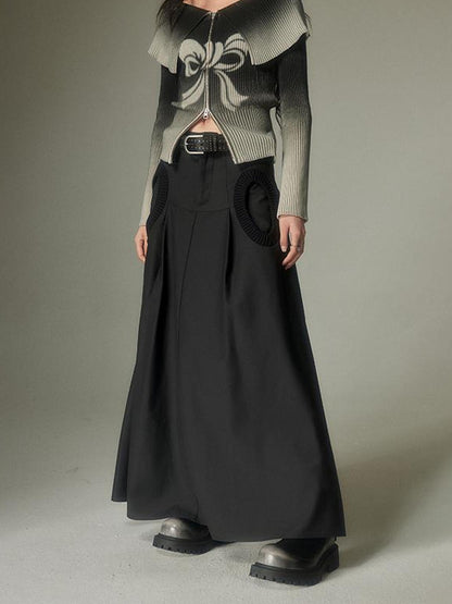 DIDDI MODA Circle Pocket A Line Maxi Skirt