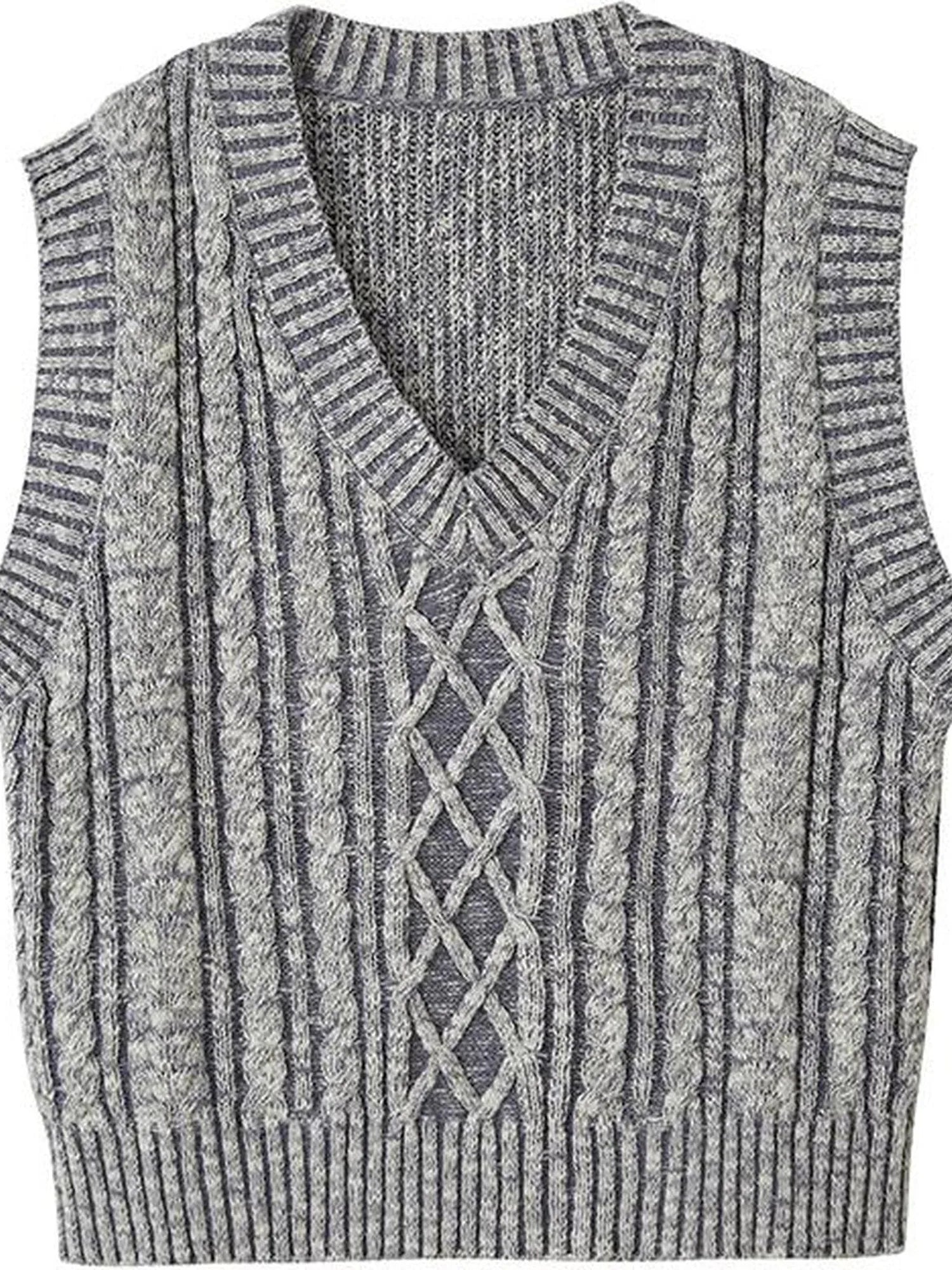 Classic Cable Knit V Neck Sweater Vest