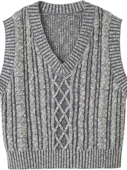 Classic Cable Knit V Neck Sweater Vest