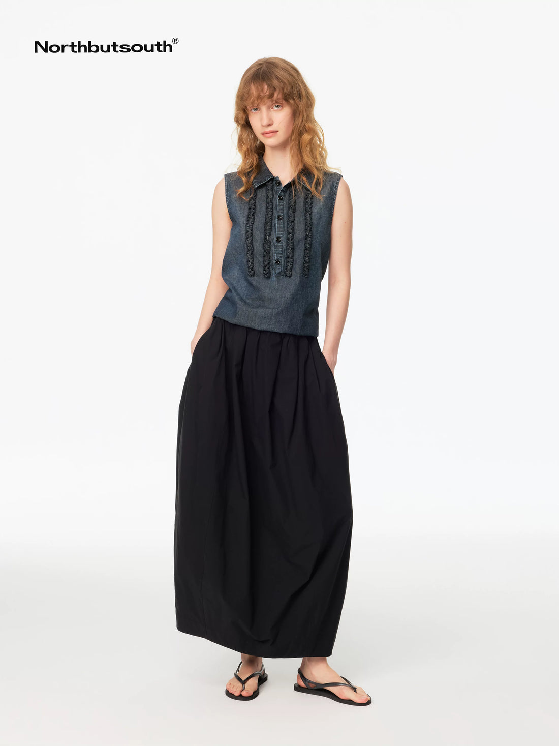 Classic Casual Mid Low Waist Back Slit Balloon Women&