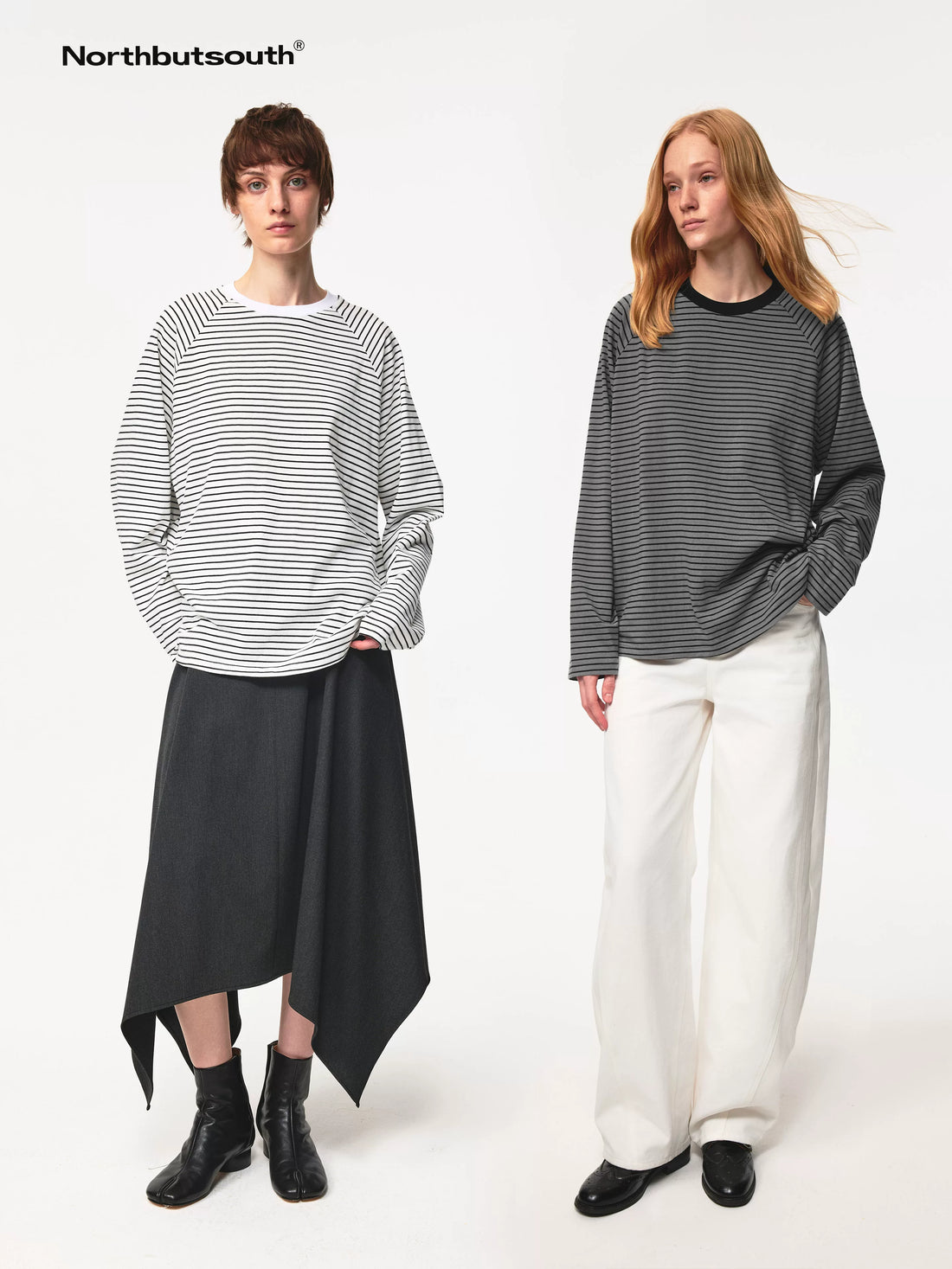 Classic Crew Neck Raglan Sleeve Striped Relaxed Fit T Shirt
