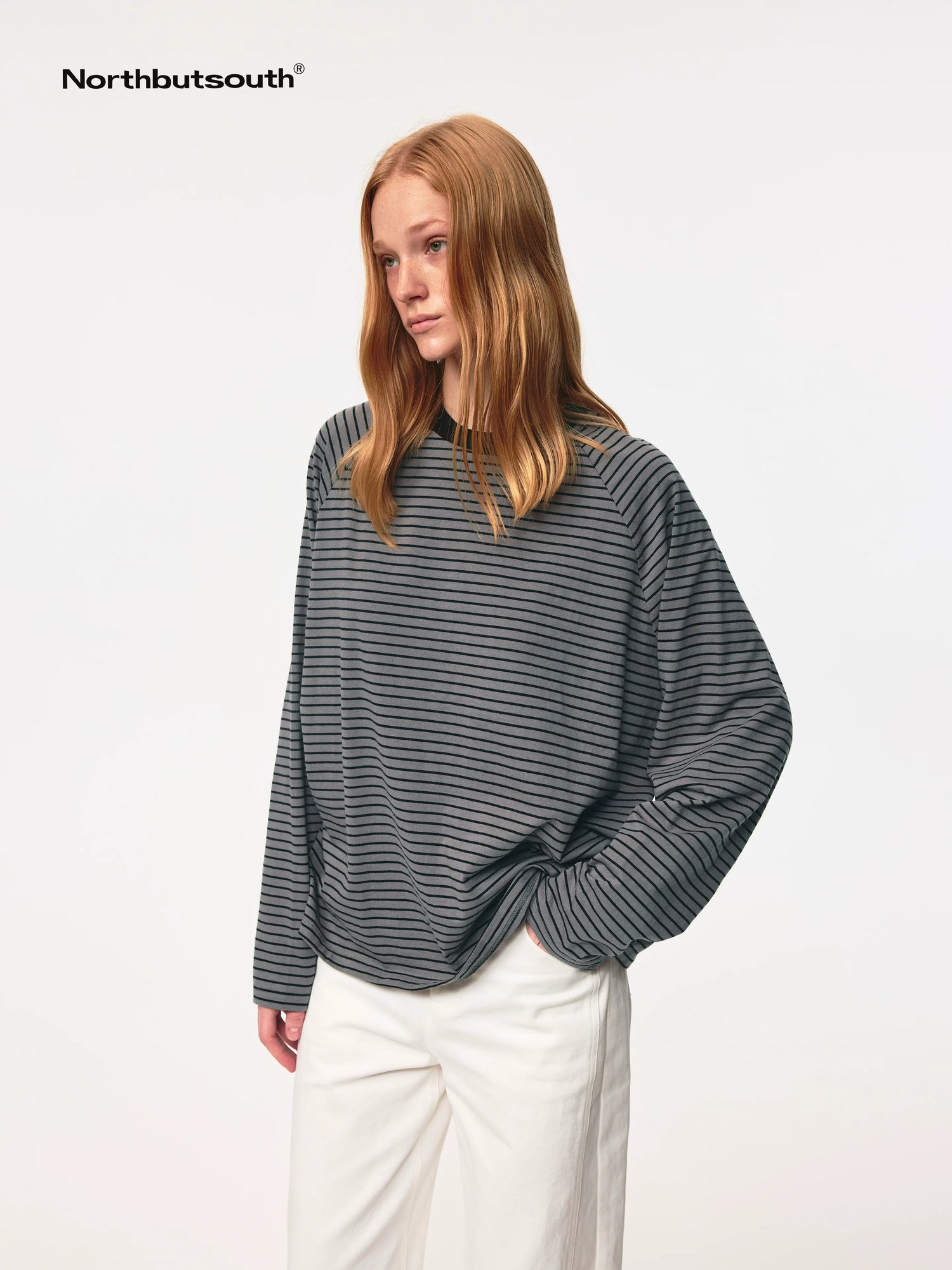Classic Crew Neck Raglan Sleeve Striped Relaxed Fit T Shirt