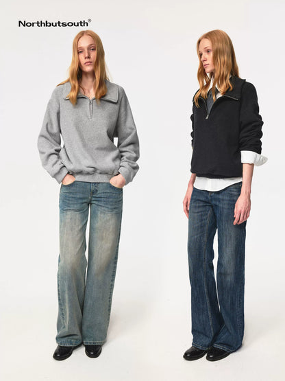 Classic Half Zip Pullover With Pockets