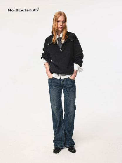 Classic Half Zip Pullover With Pockets