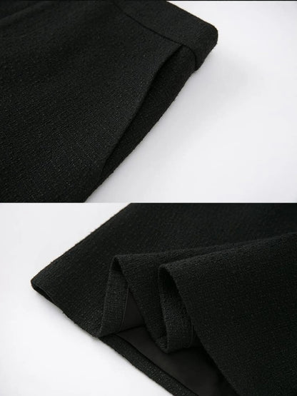 Classic High Waist A Line Skirt Slimming Black Beige