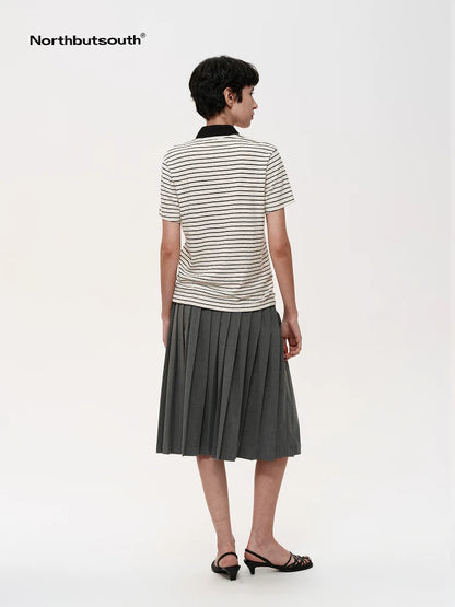 Classic Pleated Skirt With Lace Waistband