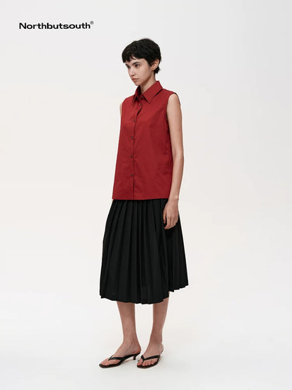 Classic Pleated Skirt With Lace Waistband