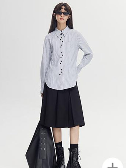 DIDDI MODA Classic Varsity Pleated Skirt With Dual Belts