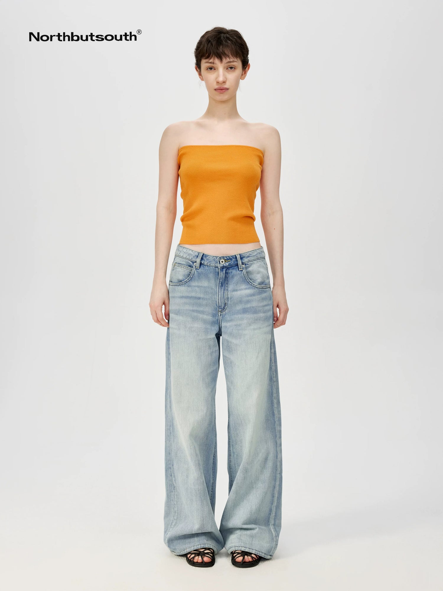 Classic Washed Sky Blue Relaxed Fit Straight Leg Jeans