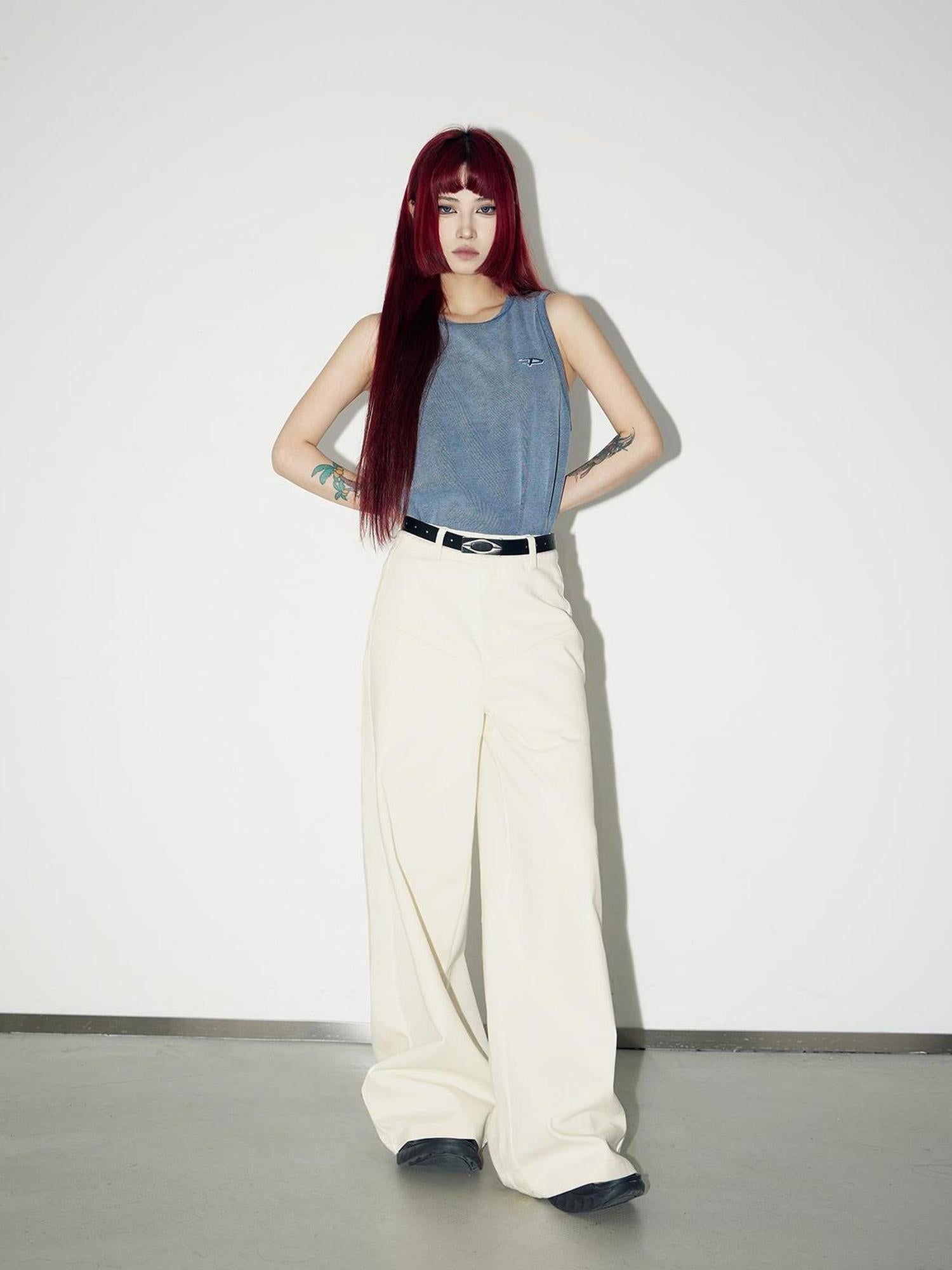 Peoplesense Classic White Cotton Wide Leg Jeans Relaxed Fit For Everyday Comfort