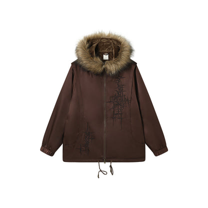 Achihara Stellar Quilted Nylon Parka With Fur Trim