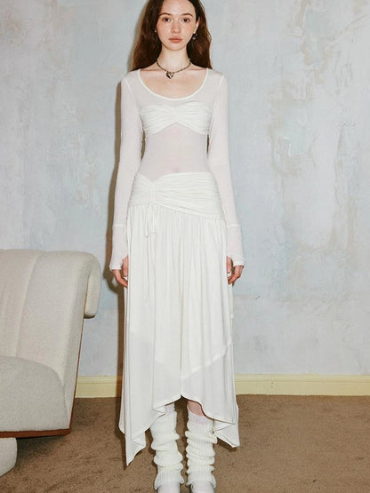 Classicalist Asymmetrical Pleated Maxi Dress
