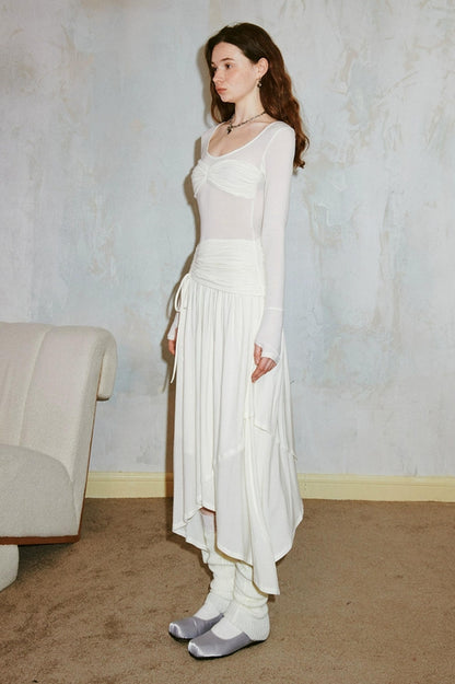 Classicalist Asymmetrical Pleated Maxi Dress