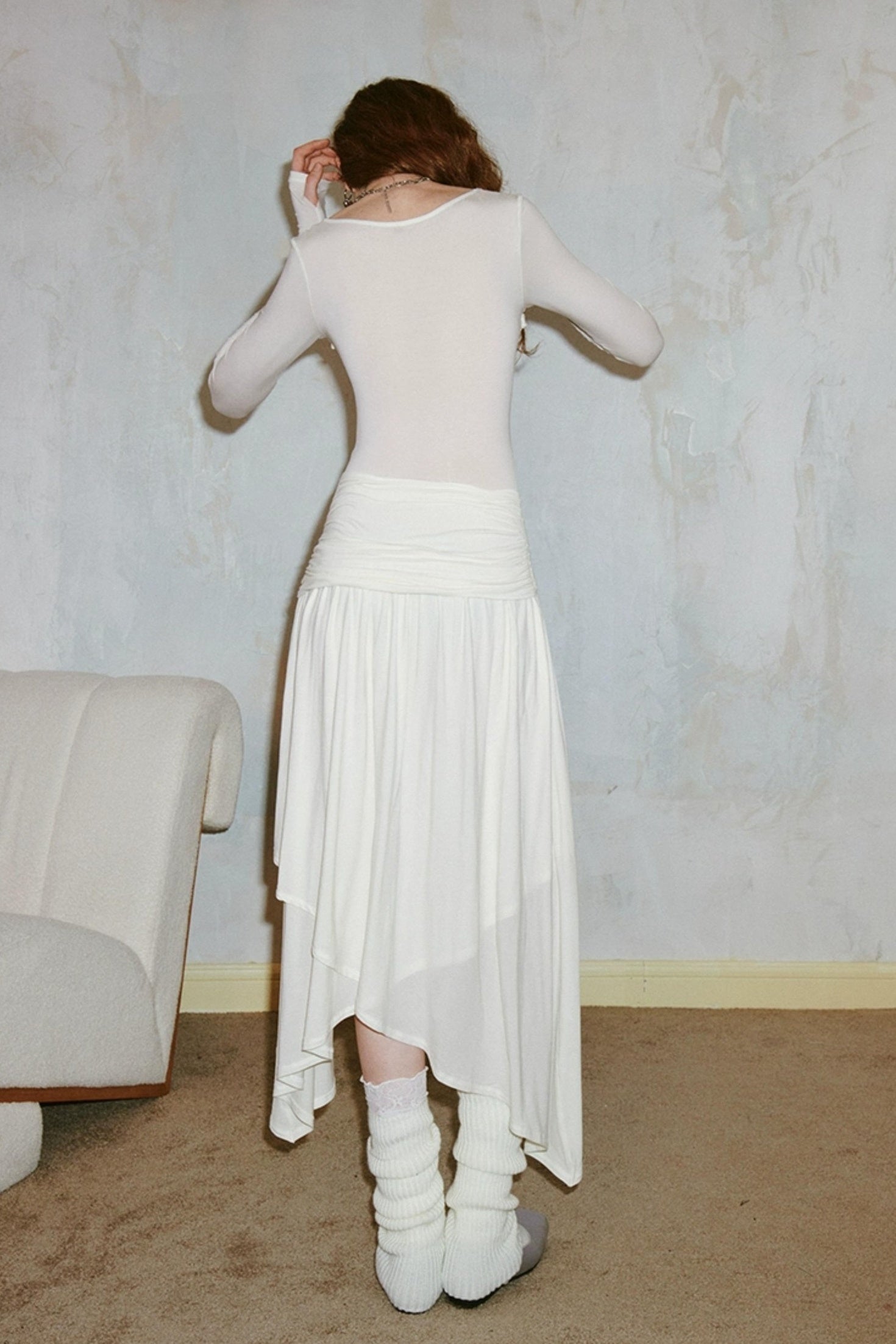 Classicalist Asymmetrical Pleated Maxi Dress