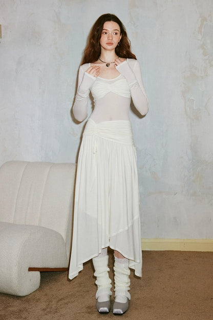 Classicalist Asymmetrical Pleated Maxi Dress