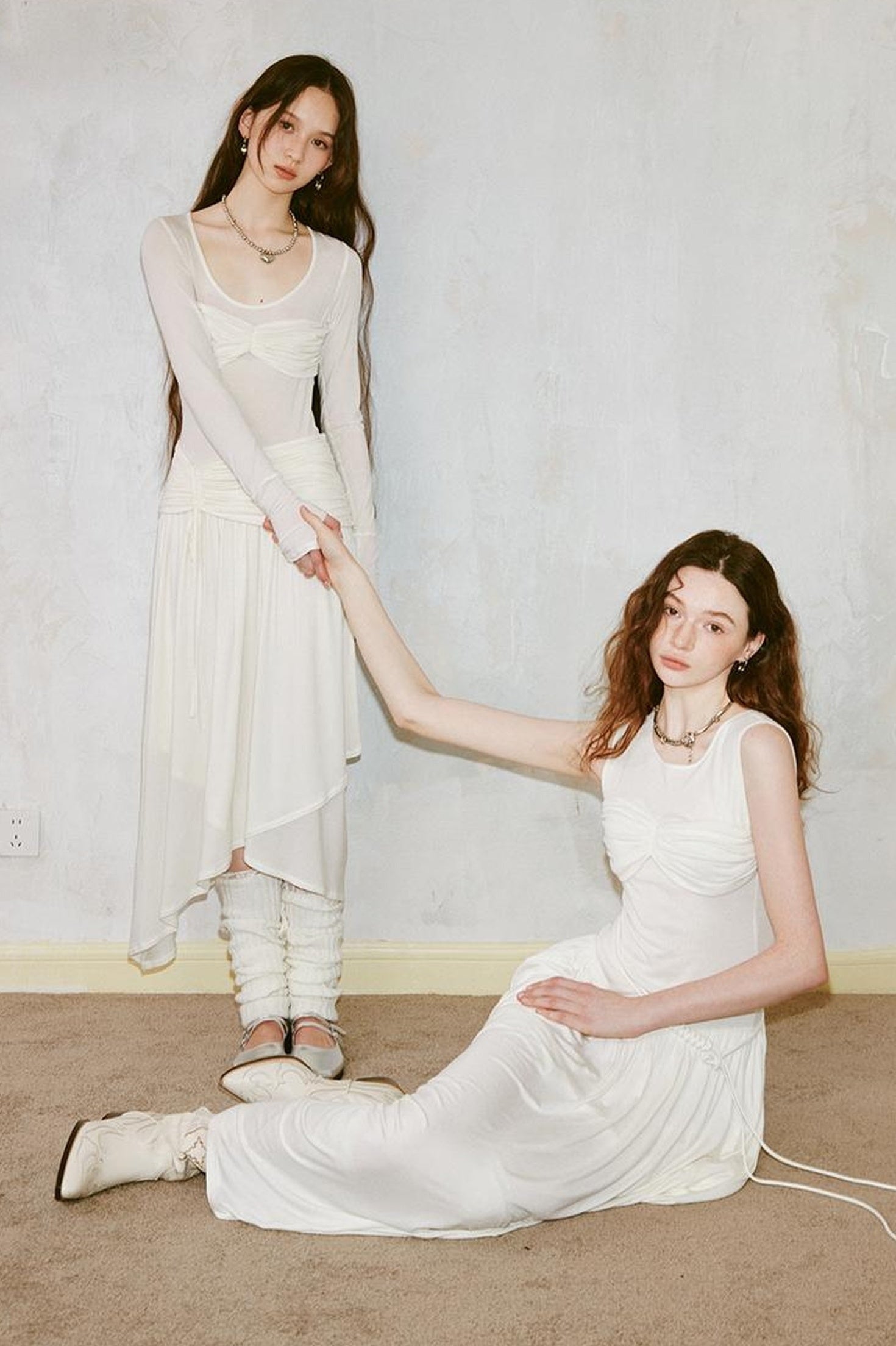 Classicalist Asymmetrical Pleated Maxi Dress