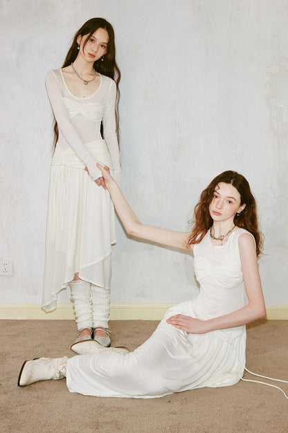 Classicalist Asymmetrical Pleated Maxi Dress