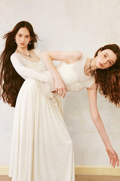 DIDDI MODA Classicalist Asymmetrical Pleated Maxi Dress