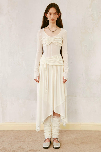 Classicalist Asymmetrical Pleated Maxi Dress