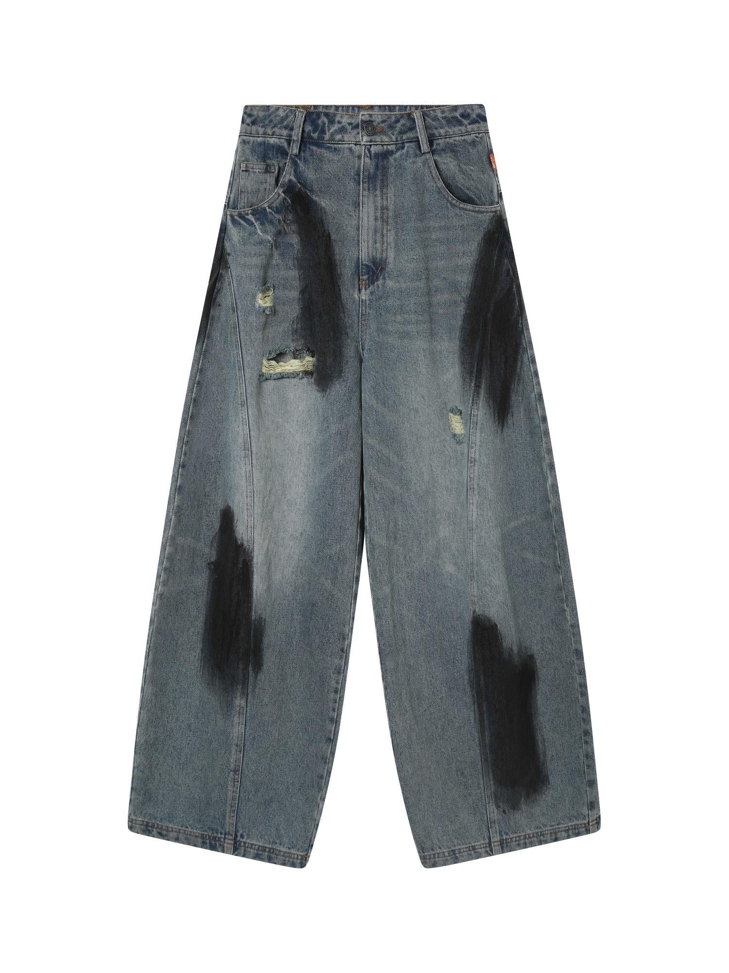 Achihara Banana-Cut Wide Leg Denim Pants
