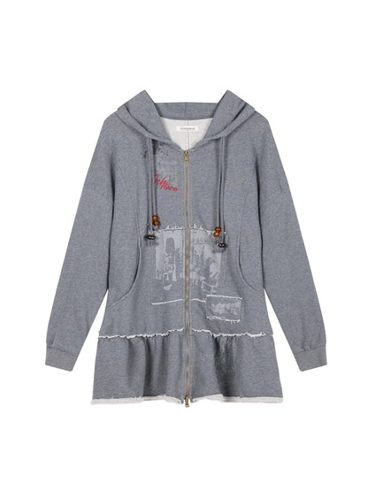 Plasmatics Punk Band Distressed Cropped Hoodie Dress