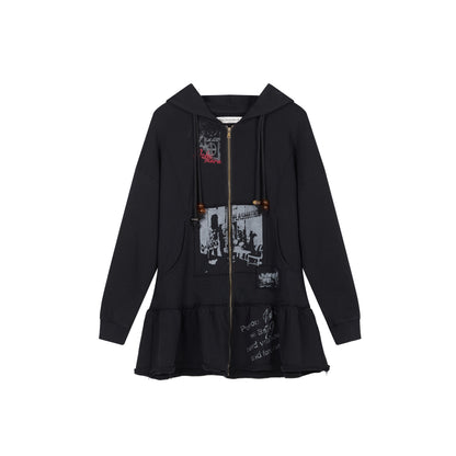 Achihara Plasmatics Punk Band Distressed Cropped Hoodie Dress