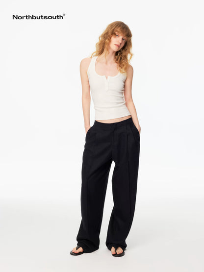 Cocoon Double Pleat No Waistband Mid Low Rise Women&