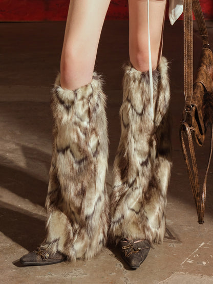 NN NORTH NODE Fleece Leg Warmers With Colorful Fasteners