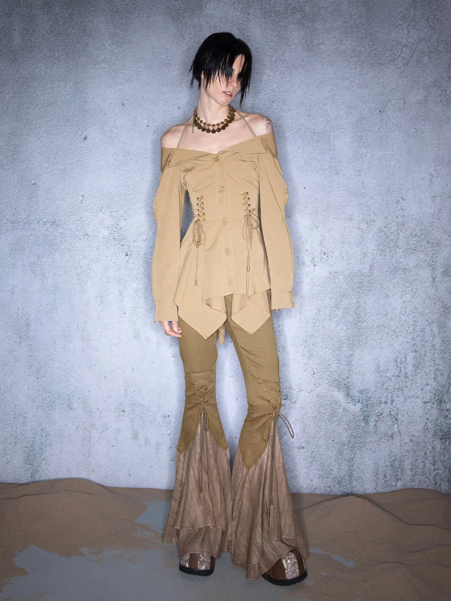 Asymmetrical One Shoulder Ruffle Hem Blouse