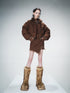UpdateNN NORTH NODE Washed Denim Quilted Down Jacket With Fur Trim And Studs
