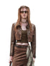 UpdateNN NORTH NODE Distressed Suede Fringe Cropped Leather Jacket