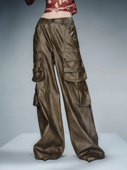 Wild Ambition Wide Leg Leather Trousers