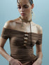 NN NORTH NODE Piscean Loom Ethereal Threads Off Shoulder Beaded Tee