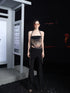 UpdateNN NORTH NODE Leopard Print Patchwork Tencel Halter Top