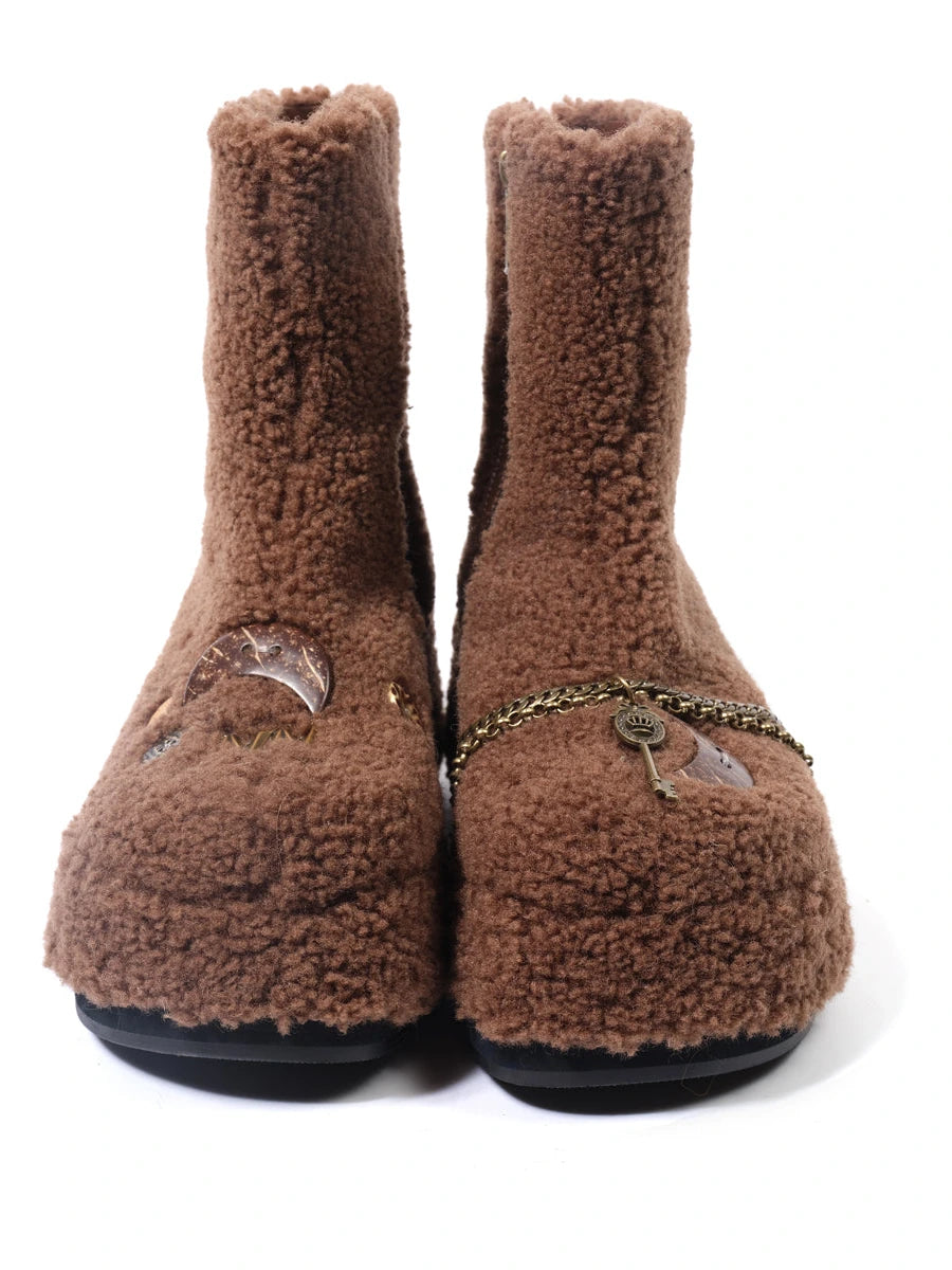 Ankh Platform Boots Fleece Lined 7.8cm Sole Genuine Leather