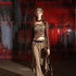 NN NORTH NODE Asymmetrical Hand Beaded Newspaper Print V-neck T-shirt Long Sleeve Top
