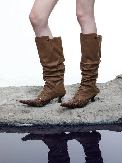 Moon Priestess Stacked Heel Boots