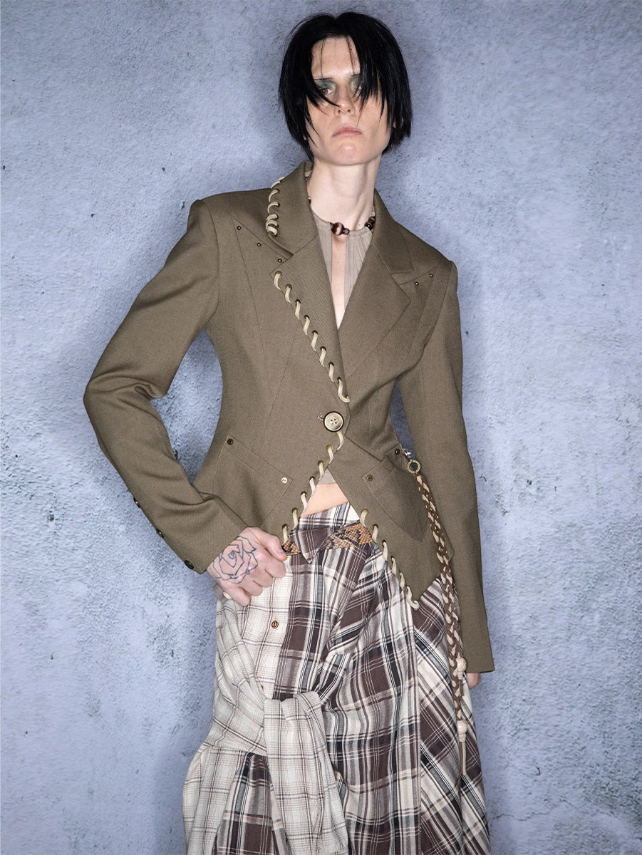 Emberglow Dawn Nomadic Tassel Tie Tailored Blazer