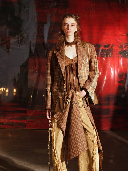 Twilight Plaid Shoulder Pad Suit