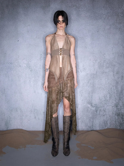 Cotton Beaded Tassel Strap Backless Camisole