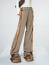 Washed Raw Hem Straight Leg Elastic Waist Pants