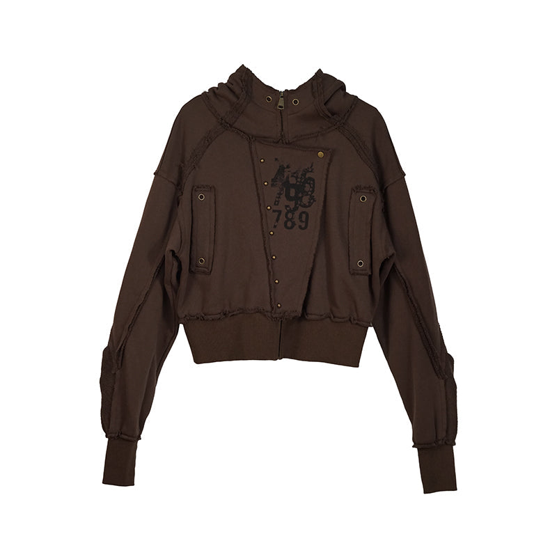 c Distressed Digital Print Hooded Sweatshirt