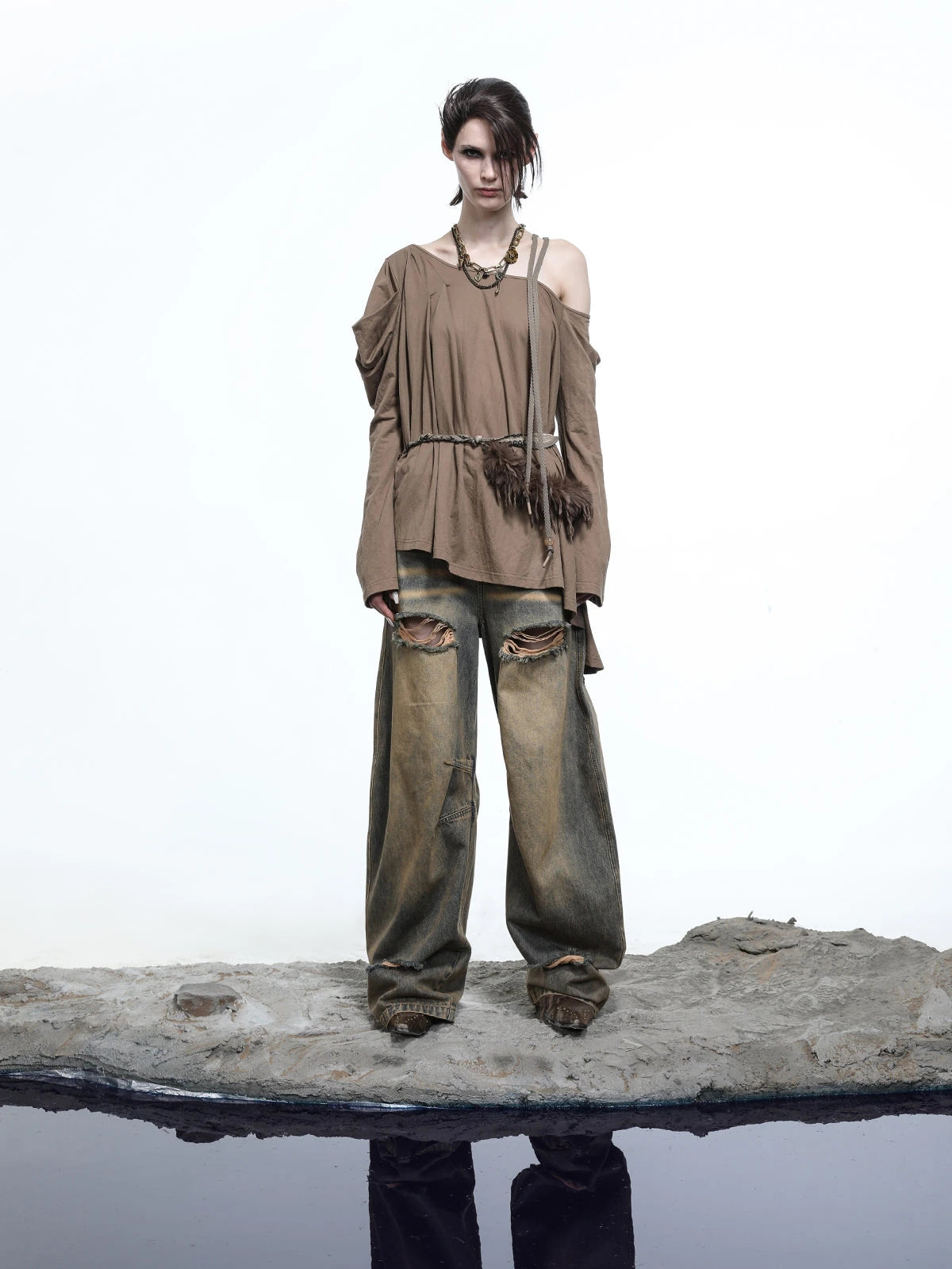 Lunar Shoulder Draped Knit Tunic