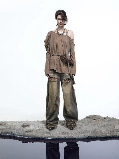 Lunar Shoulder Draped Knit Tunic