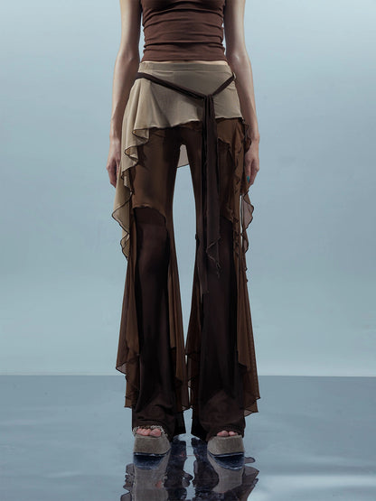 Multi Layer Mesh Gradient Wide Leg Pants