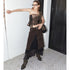 2th Desire Vintage Black Lace Asymmetrical Midi Skirt